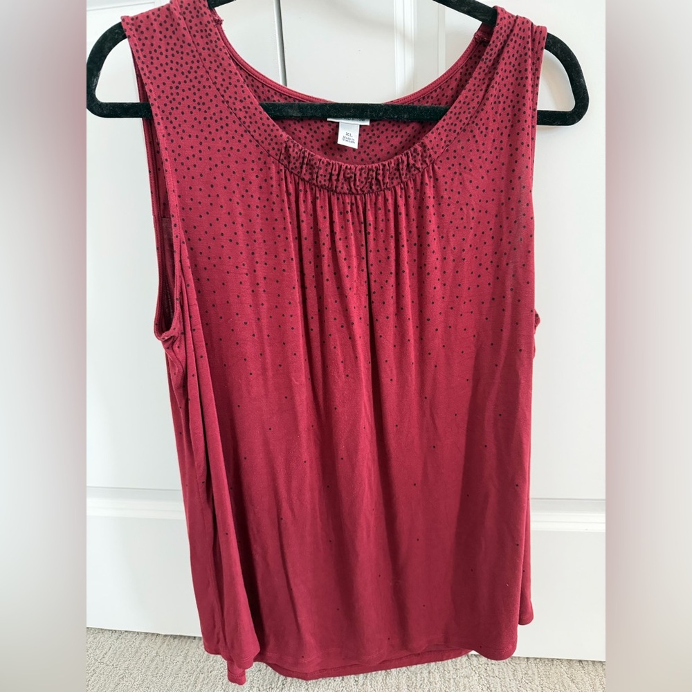 Croft & Barrow Burgundy Tank Top with Dotted Design